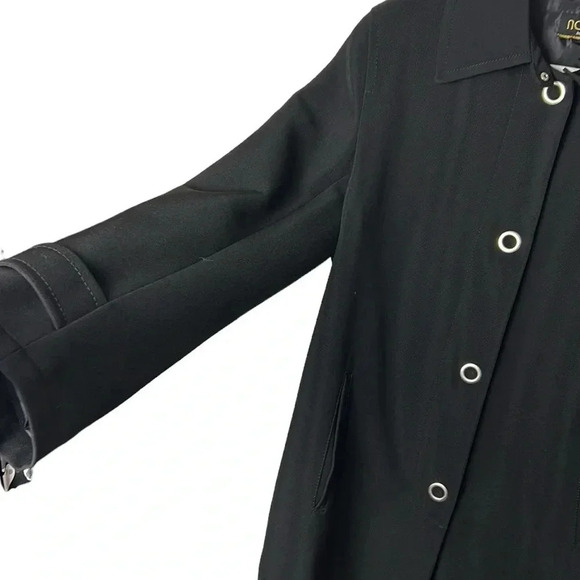 Novelti  coat,women large  PTP 21” black,front snap,shirt collar,career,classy - Picture 6 of 15